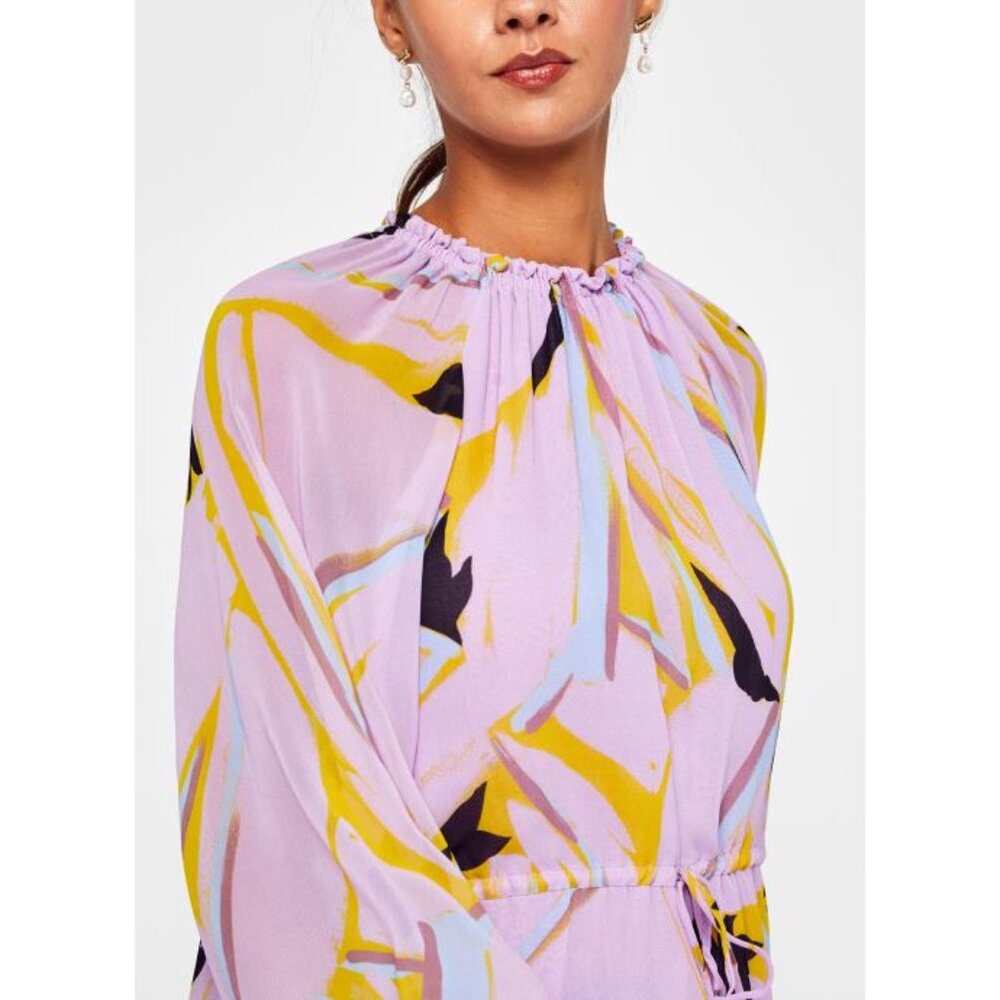 NWT Essentiel Antwerp lilac chiffon Chives print dress - Picture 4 of 10